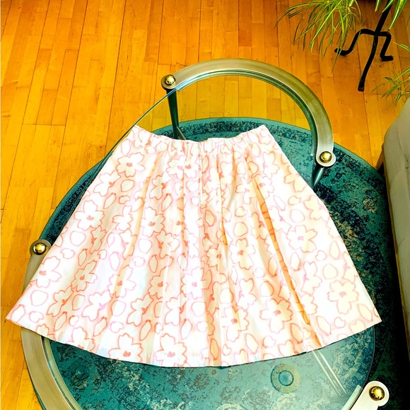 ✨ Eloquii✨ A Line Midi Skirt W/High Sheen Blush Embroidered Floral Overlay - Picture 7 of 14